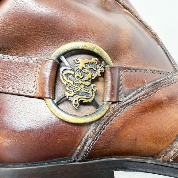 Mark Nason Brown Leather Brogue Ankle Boots Men's Size 11 Side Zip Made in Italy - Picture 5 of 12